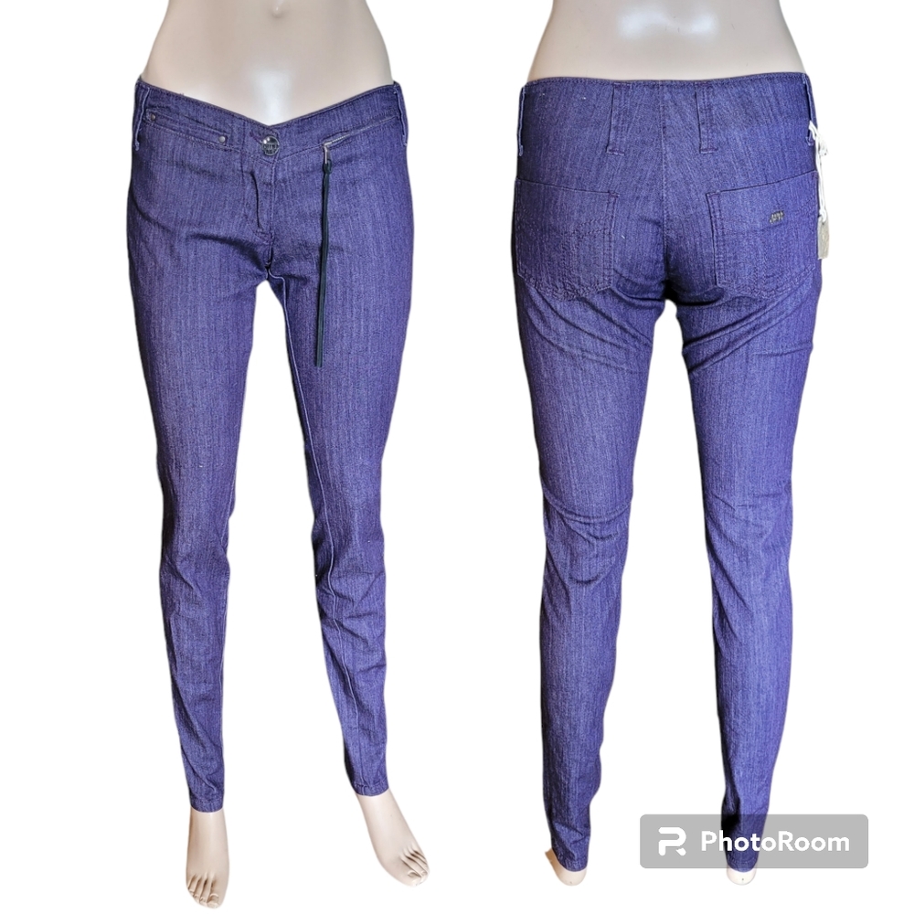 NWT Y2K Miss Sixty Italy Super Low Rise Skinny Jeans Purple 28